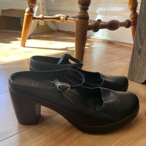 Dansko Black Mary Jane Platform Mules